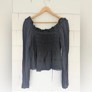 American Eagle Outfitters Black Ruffled Blouse